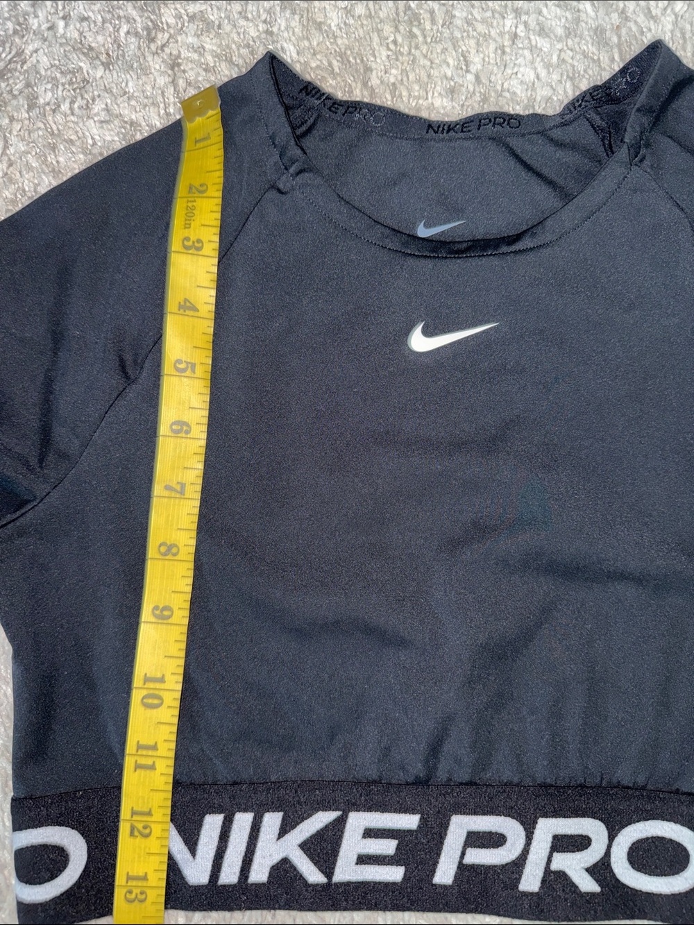 Nike Women's Pro Dri-FIT Cropped Long-Sleeve Top black activewear sporty run Med - Picture 7 of 8